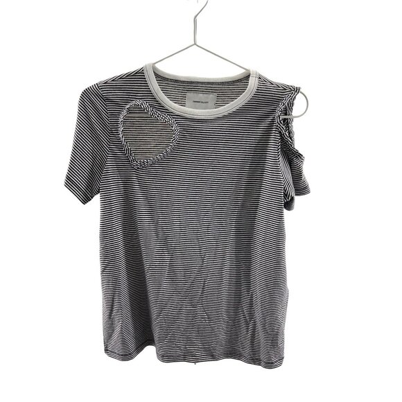 Current/Elliott Striped Cut-Out Heart T-Shirt - Picture 4 of 6